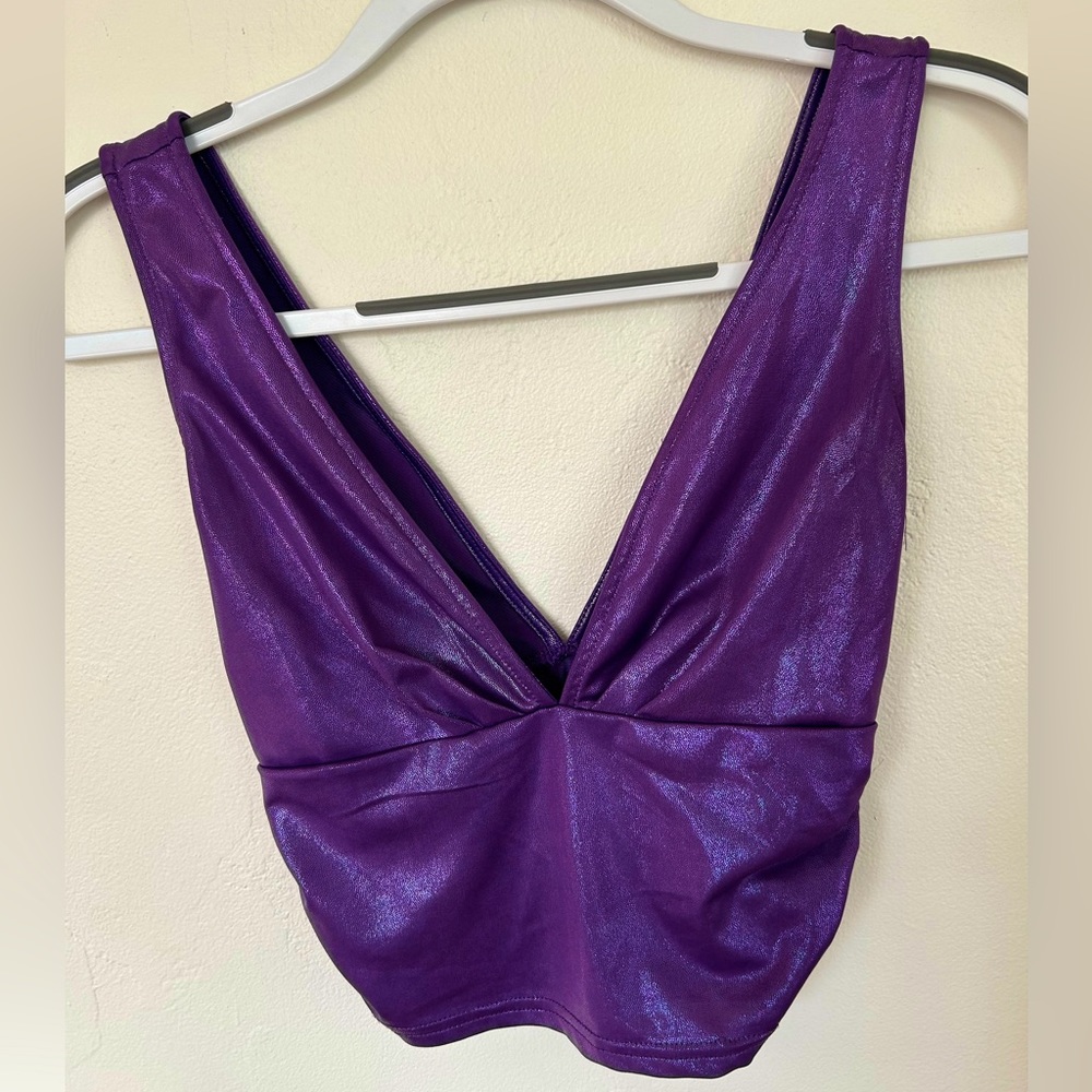 Princess Polly shimmer purple crop top